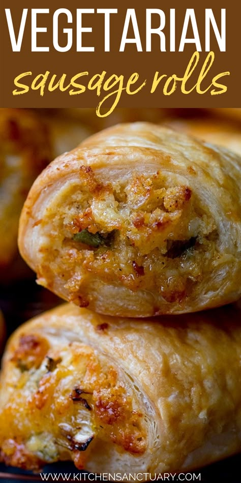 Vegetarian Sausage Rolls, Vegetarian Party Food, Panini Grill, Sausage Rolls Recipe, Vegetarian Sausages, Veggie Sausage, Sausage Roll, Savory Pastry, Vegetarian Appetizers