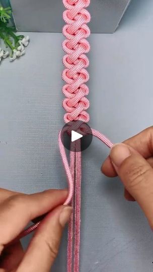 How to knit cute pink bracelets #DIY #craft #bracelet | Craft 1 Minute | Craft 1 Minute · Original audio Cord Braiding, Pink Bracelets, Knot Jewelry, Bracelet Craft, Jewelry Knots, Bracelets Diy, How To Knit, Macrame Patterns, Pink Bracelet