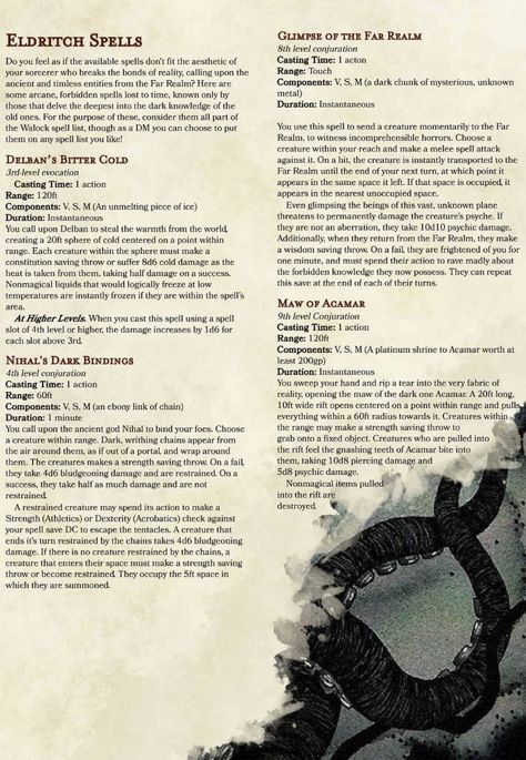 Spells Dnd, Dnd Warlock, Warlock Spells, Dnd Spells, D D Classes, Dnd Classes, Dungeons And Dragons 5e, Dungeons And Dragons Classes, Dnd 5e Homebrew