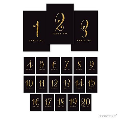 Andaz Press Table Numbers 1 - 20, Gold Glitter Print, 4x6... https://smile.amazon.com/dp/B01I0OR4U6/ref=cm_sw_r_pi_dp_x_0oPmybK453RBZ