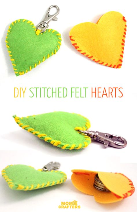 Sewing Project For Kids, Felt Hearts Crafts, Heart Craft, Baby Mobil, Arts And Crafts For Teens, Valentines Crafts, Project For Kids, Sand Crafts, Plush Keychain