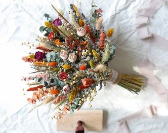 HEAVENFLOWERSgifts - Boho Wedding L Dried Flowers L Home Decor - Etsy Wedding Without Flowers, Terracotta Bouquet, Bud Bouquet, Rustic Arrangements, Dried Flowers Bouquet, Fresh Wedding Flowers, Dried Roses, Drying Roses, Lavender Eucalyptus