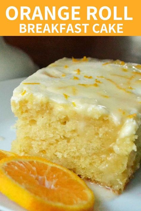 The best orange roll recipe made into a cake! Perfect sweet treat for Breakfast. Taste Of Home Lemon Orange Cake, Sweet Breakfast Pastries, Things To Bake With Oranges, Simple Orange Desserts, Cooking With Fresh Oranges, Orange Breakfast Cake, Easy Cold Breakfast Ideas For A Crowd, Orange Pastry Recipes, Recipes To Use Up Oranges