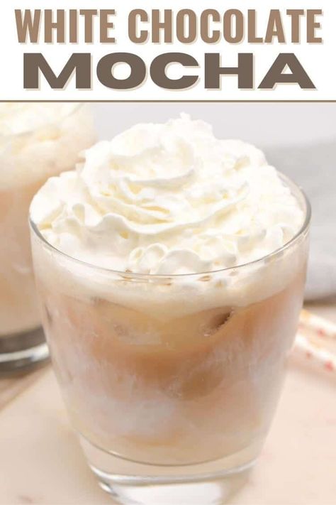 Satisfy your coffee cravings with a homemade white chocolate mocha! This recipe combines coffee and white chocolate for a café-worthy treat. Keto White Chocolate Mocha, Iced White Chocolate Mocha At Home, Homemade White Chocolate Mocha, Iced White Chocolate Mocha Starbucks, White Chocolate Mocha Starbucks, White Chocolate Mocha Recipe, Chocolate Coffee Drinks, Homemade White Chocolate, Iced White Chocolate Mocha