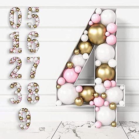 Mosaic Numbers, Marquee Numbers, Balloon Frame, Balloon Box, Hanukkah Decorations, Princess Theme Party, Easy Diy Decor, Princess Theme, Balloon Columns