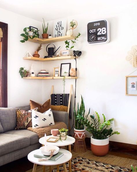 17 Tips  Tricks for Small Space Living | Extra Space Storage Living Room Designs Small Spaces, Casa Vintage, Small Space Living Room, Small Living Room Decor, Small Apartment Decorating, Small Apartment Living, Sopot, Living Room Storage, Living Room Decor Apartment