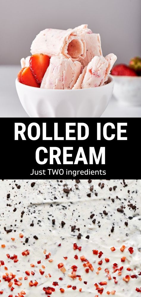 Rolled Ice Cream At Home, Homemade Rolled Ice Cream Recipes, Rolled Ice Cream Recipes, Rolled Ice Cream, Refrigerated Desserts, Homemade Oreos, Fried Ice Cream, Ice Cream Base, Ice Cream At Home