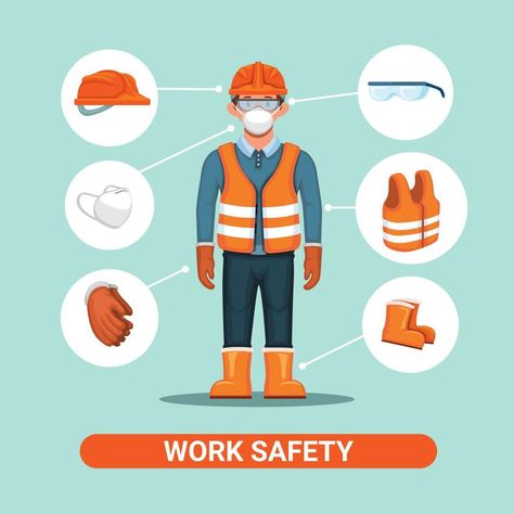 Work safety uniform. construction worker safety equipment instruction illustration vector Instruction Illustration, Safety Poster, Worker Safety, Safety Instructions, Doodle Icon, Lifestyle Illustration, Electrical Safety, Occupational Health And Safety, Safety Equipment