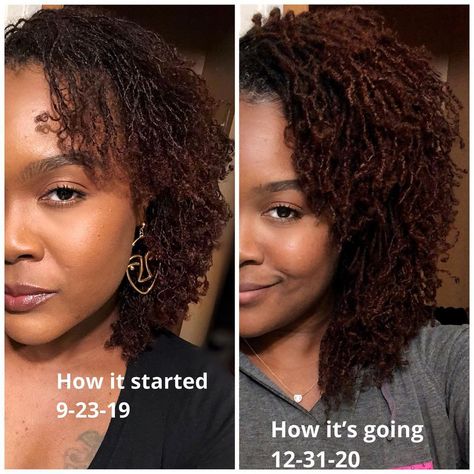 Nelly Bee, RT(R)(M) 🎀 on Instagram: “Hey lovees 🤗 here’s a little then and now for ya timeline. #mondaymotivation #sisterlockjourney . . . . #sisterlockstyles #sisterlocks…” Salt And Pepper Sisterlocks, Micro Interlocks, Sisterlock Styles Medium, Sisterlocks Color Ideas, Copper Colored Microlocs, Ginger Sisterlocks, Dyed Sisterlocks, Colored Sisterlocks, Sister Locks Hairstyles