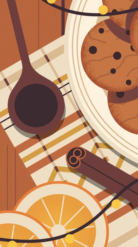 Food Digital Illustration, Cookies Illustration, Cookie Illustration, Cookies Wallpaper, Cookie Wallpaper, Iphone Dynamic Wallpaper, Two Dots, Concept Art Tutorial, Dots Wallpaper