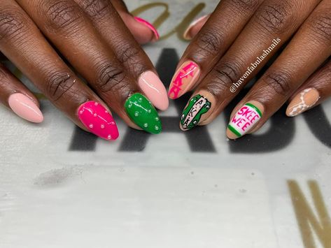 Alpha Kappa Alpha Nail Designs, Aka Sorority Nail Designs, Sorority Nails Ideas, Aka Nail Designs, Aka Nails, Sorority Nails, Game Day Nails, Aka Sorority, Nails Designs