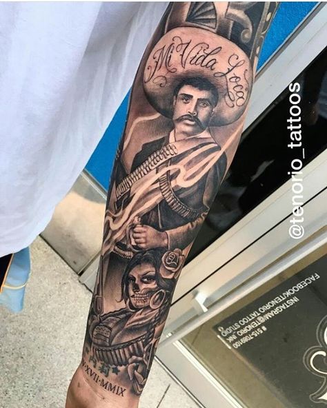 Cholo Tattoo, Azteca Tattoo, Mayan Tattoos, Mexican Tattoo, Aztec Tattoo Designs, Pancho Villa, Chicano Tattoos, Chicano Art Tattoos, Aztec Tattoo