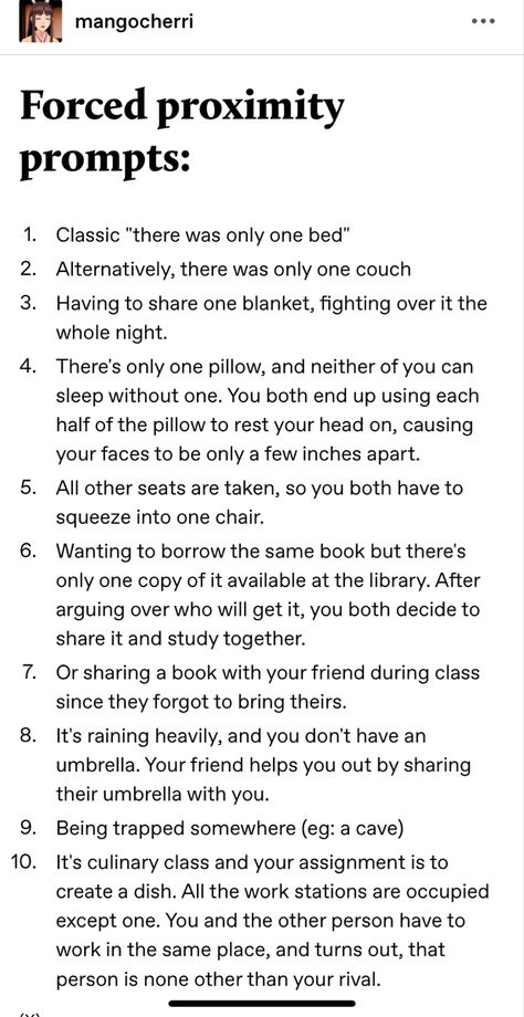 Forced Proximity Ideas, Flustered Writing Prompts, Writing Prompts Argument, Flustered Prompts, One Word Writing Prompts, Flirty Rivals, Pseudonym Ideas, Smüt Writing Prompts, Novel Ideas Prompts