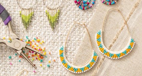 Seed Bead Earrings - Jewelry Making | Hobby Lobby Beaded Earrings Diy, Earring Making, Seed Bead Tutorial, Diy Projects Videos, Jewelry Making Project, Home Supplies, Leather Projects, Needle Art, Seed Bead Earrings