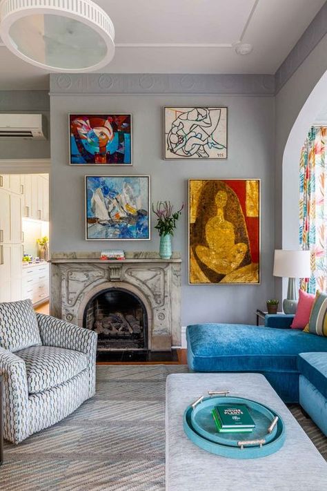 image Betsy Wentz, Colorful Overlay, Grey Family Rooms, Snowball Effect, House Sketches, Scandinavian Rugs, Art Haus, Turquoise Wall, Grey Interiors