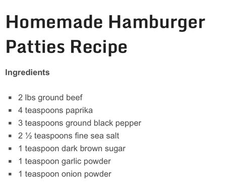 HAMBURGER PATTIES Burger Patty Recipe Homemade, Homemade Burger Patties Recipe, Homemade Beef Patties, Home Made Burger Patties Recipes, Simple Burger Patty Recipe, How To Make Hamburger Patties, Homemade Burgers Patties Recipe, Burger Patty Recipe Beef, Homemade Burgers Patties