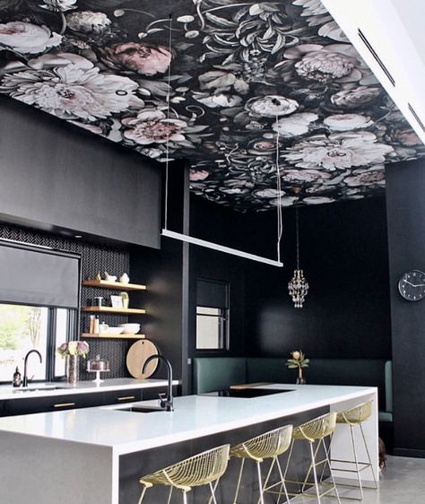 Kitchen Ceiling Ideas, Geometric Removable Wallpaper, Wallpaper Kitchen, Statement Wallpaper, Coastal Wallpaper, Timber Ceiling, Wallpaper Ceiling, Diy Ceiling, Ceiling Ideas