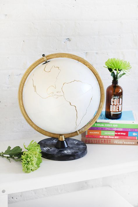 MY DIY | Gold & Chalkboard Globe | I SPY DIY Globe Makeover, Globe Diy, Old Globe, I Spy Diy, Painted Globe, Gold Globe, Diy Gold, A Globe, Map Globe