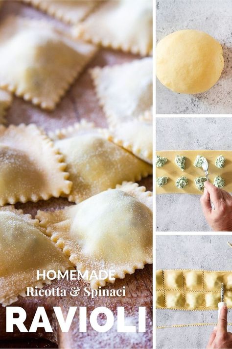 Homemade Ravioli Recipe Filling, Ravioli Recipe Filling, Homemade Ravioli Recipe, Ravioli From Scratch, Ravioli Recipe Homemade, Make Ravioli, How To Make Ravioli, Spinach And Ricotta Ravioli, Meatballs Italian