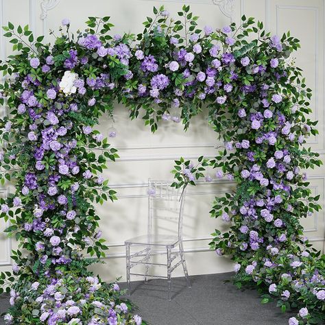 Lilac Purple Green Leaf White Orchid 5D Artificial Floral Row Arch,custom Flower Row Arrrangement Wedding Decor,marriage Party Home Backdrop - Etsy Lavender And Sage Wedding, Wedding Alter Flowers, Purple Hydrangea Wedding, White Orchid Wedding, Lavender Wedding Theme, Wisteria Wedding, Green Wedding Decorations, Purple And Green Wedding, Purple Wedding Decorations