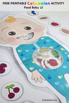 FREE Printable Cocomelon Activity - Feed Baby JJ Fruits + Vegetables - The Aloha Hut Healthy And Not Healthy Food Activities, Learning About Food Preschool, Cocomelon Fruit Ideas, Healthy Eating Sensory Activities, Healthy Food Kids Activities, Healthy Eating Activities For Babies, Healthy Me Activities For Preschoolers, Healthy Food Activities For Preschool Free Printables, Healthy Eating Activities For Toddlers