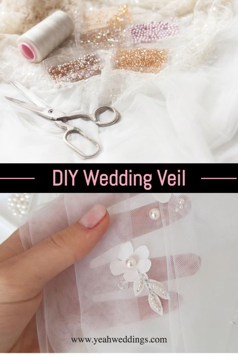 Make Your Own Veil Bridal, Homemade Veil Wedding Diy, Diy Pearl Veil, How To Make A Bridal Veil, Diy Cathedral Veil, How To Embroider A Veil, Wedding Veil Patterns, How To Make A Veil Diy Wedding, Diy Veil Wedding