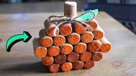 DIY Wine Cork Pumpkin Tutorial | DIY Joy Projects and Crafts Ideas Wine Cork Pumpkins Fall Crafts, Wine Cork Pumpkins, Cork Pumpkins, Corks Pumpkin, Pumpkin Tutorial, Leftover Wine, Diy Joy, Pumpkin Stem, Diy Wine