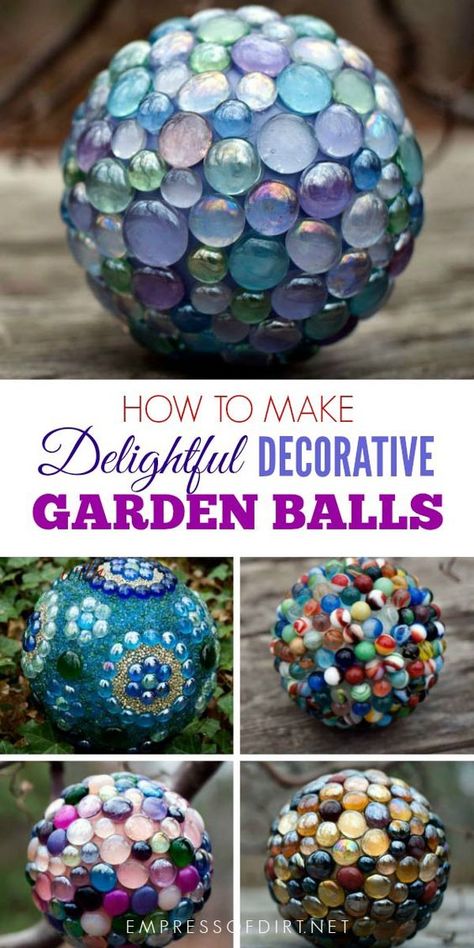 Flat Marbles, Space Garden, Garden Globes, Garden Balls, Outdoor Crafts, Glass Garden Art, Have Inspiration, Diy Garden Projects, Glass Garden