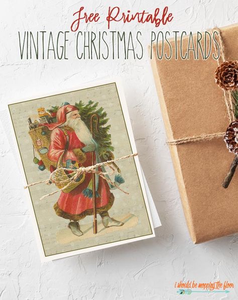 Free Printable Vintage Christmas Postcards | Six antique holiday designs perfect to use in decor for the season. Vintage Christmas Postcards, Postcard Ideas, Mopping The Floor, Christmas Gifting, Christmas Postcards, Free Greeting Cards, Printable Vintage, Free Christmas Printables, Christmas Printable