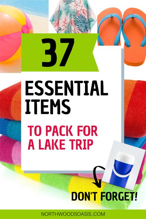 Packing for a lake trip can be a huge task. Yes, you might only be gone a few days. But you want everything ready for an awesome vacation. You don’t want to be stuck without your swimsuit or sunscreen because it was buried in the back of your closet. Make your trip easier by including these 37 essentials on your lake trip packing list! Lake Essentials Packing Lists, Lake Camping Packing List, Weekend Lake Trip Outfits, Lake House Packing List, Lake Packing List Summer, Boat Packing List, Lake Weekend Packing List, What To Bring To The Lake, Lake Must Haves