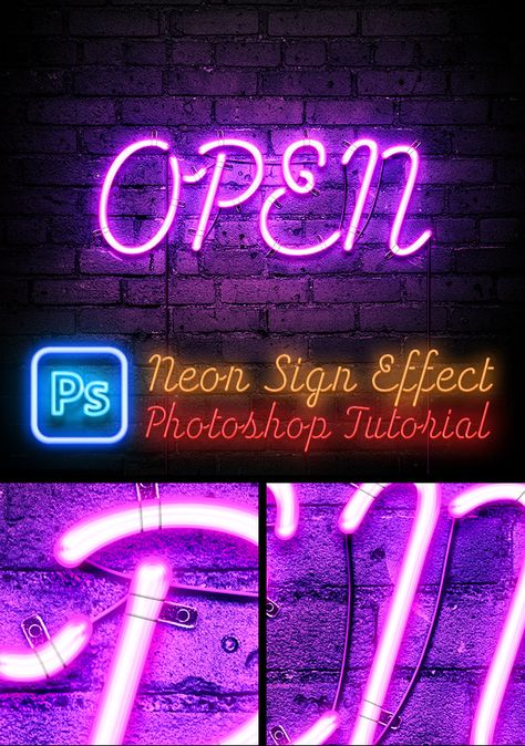 Neon Light Graphic Design, Neon Effect Photoshop, Photoshop Tutorial Text, Photoshop Video Tutorials, Guerrilla Marketing, Light Font, Glowing Effect, Photoshop Text, Different Tools