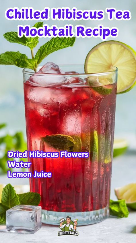 "Discover the ultimate Chilled Hibiscus Tea Mocktail Recipe, perfect for hot summer days! This refreshing summer drink combines vibrant hibiscus tea with fruity flavors, making it a delightful addition to your herbal tea cocktails collection. Explore more hibiscus tea recipes and elevate your gatherings with these creative mocktail ideas. Enjoy this non-alcoholic beverage as a chilled drink recipe that everyone will love!" Lotus Tea Recipe, Hibiscus Tea Recipe, Tea Mocktail, Winter Mocktails, Mocktail Ideas, Dried Hibiscus Flowers, Lotus Tea, Alcoholic Beverage, Refreshing Drinks Recipes