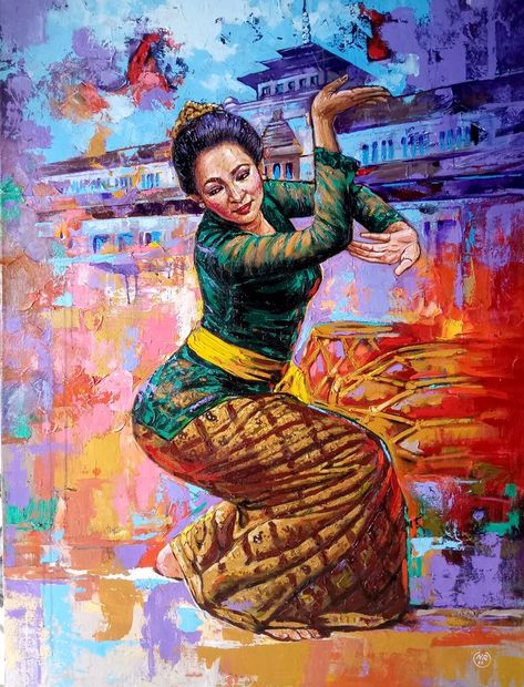 Myanmar Art, Korean Painting, Indonesian Art, Dance Paintings, African Art Paintings, Female Art Painting, Amazing Art Painting, Logo Illustration, Art Festival