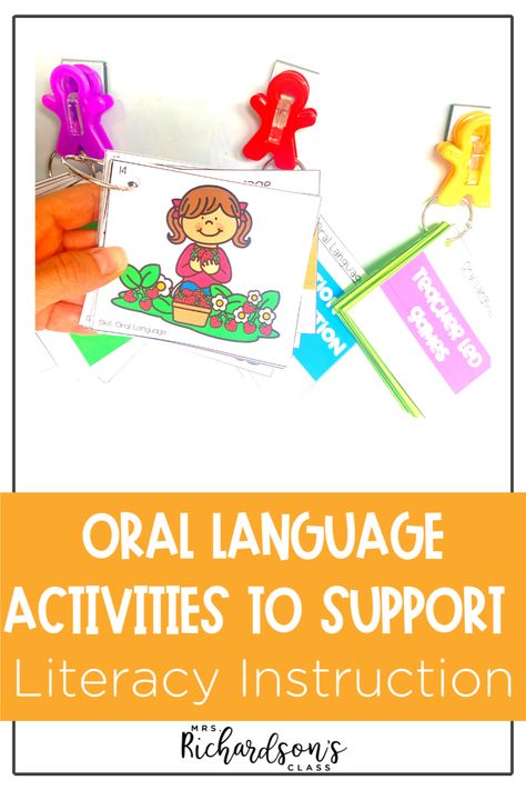 Build a strong foundation for reading comprehension with ideas for engaging oral language activities for kindergarten, 1st grade, and 2nd grade students! Learn how reading comprehension and oral language development are connected and why oral language activities are important. Language Lesson Plans For Preschool, Oral Language Activities Kindergarten, Speech Classroom, Language Activities Preschool, Structured Teaching, Expressive Language Activities, Oral Language Activities, Oral Communication, Language Development Activities