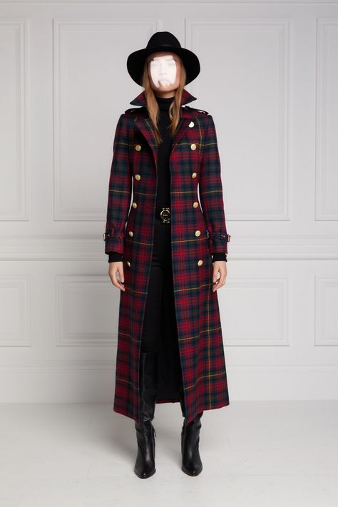 Tartan Coat, Peg Trousers, Tartan Fashion, Holland Cooper, Types Of Coats, Plaid Outfits, Plaid Coat, Coat Design, Trench Coats Women