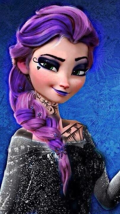 Punk Hair Tumblr | violent-wanker:Punk Elsa is my new obsession Emo Disney Princess, Punk Disney Characters, Gothic Disney Princesses, Gothic Disney, Emo Disney, Evvi Art, Cartoons Disney, Disney Punk, Goth Disney