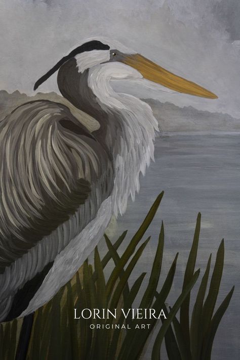 Creole Decor, Helen Parker, Cajun Decor, Heron Painting, Louisiana Decor, Grand Isle, Louisiana Art, Florida Artist, Chelsea Art