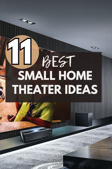 WOW! Love these small home theater ideas on a budget for my basment! I am going to try a small home theater design with curtains to seperate the areas in my basement. This will make the perfect teen hangout spot! #smallhometheater Small Theater Room Ideas, Small Home Theater Ideas, Home Theater Room Ideas, Small Home Theater Rooms, Small Movie Room, Home Theatre Room Ideas, Home Theatre Ideas, Small Theatre Room, Small Theater Room