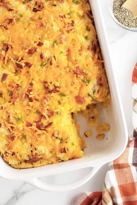 This cornbread casserole is loaded up with bacon, jalapenos, and cheese, making it the perfect side dish or comfort food! To help make preparing this a bit easier, why not use some Homemade Cornbread Mix for this recipe? Or make The Ultimate Jiffy Cornbread Recipe instead? Homemade Cornbread Mix, Cornbread Breakfast, Mushroom Sausage, Jiffy Cornbread Recipes, Sausage Breakfast Casserole, Yummy Casserole Recipes, Jiffy Cornbread, Cornbread Casserole, Homemade Cornbread