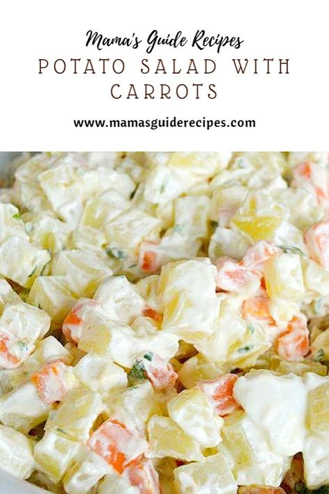 Potato Salad with Carrots Potato Salad With Peas And Carrots, Filipino Potato Salad Recipe, Potato Salad With Carrots, Best Ribs Recipe, Potato Salad Mustard, Potato Salad With Egg, Gross Food, Chicken And Shrimp Pasta, Fresh Salad Recipes