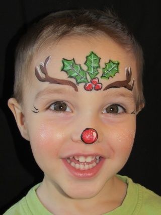 Reindeer Face Paint, Face Paint Christmas, Face Painting Images, Halloweenský Makeup, Christmas Face Painting, Girl Face Painting, Christmas Help, Face Painting Easy, Reindeer Face