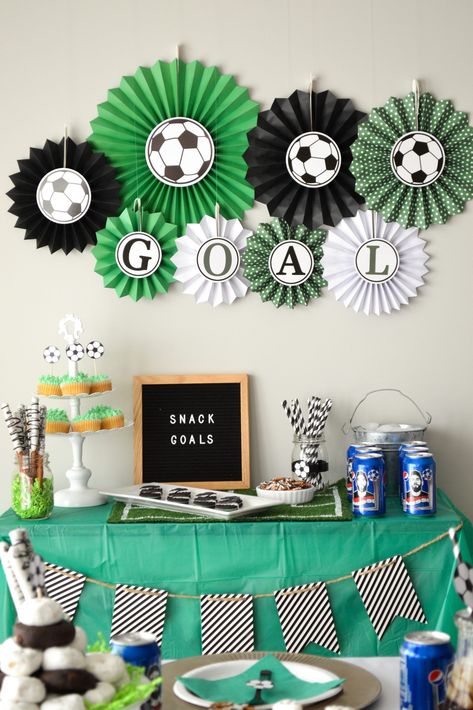 Soccer Birthday Theme, Soccer Decorations, Pepsi Products, Home Decor Budget, Soccer Party Decorations, Soccer Theme Parties, Football Theme Birthday, Football Party Decorations, Budget Home Decor