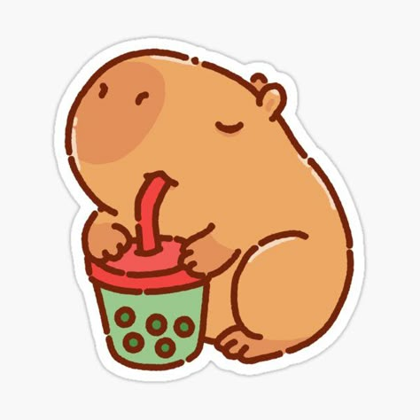 Cute capybara drinking boba tea. Would you like some too? A cute gift for capybara fans and bubble tea lovers. Check out more cute capybara designs in my shop! • Millions of unique designs by independent artists. Find your thing. Bubble Tea Sticker, Cute Capybara, Tea Design, Paper Crafts Origami, Dessin Adorable, Boba Tea, Tea Lovers, Cute Chibi, Black Artists