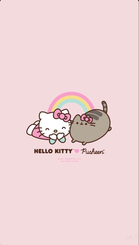 Hello Kitty X Pusheen, Pusheen Wallpaper, Sailor Moon Drops, Pastel Pink Wallpaper, Hello Kitty Shop, Pusheen Cute, Hello Kitty Themes, Many Friends, Pusheen Cat