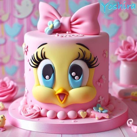 Tweety Bird Theme Birthday Party, Tweety Bird Cake Ideas, Tweety Cake, Torturi Baby Shower, Rodjendanske Torte, Kids Birthday Party Cake, Bird Cake, Birthday Cake Decorating Ideas, Baby First Birthday Cake