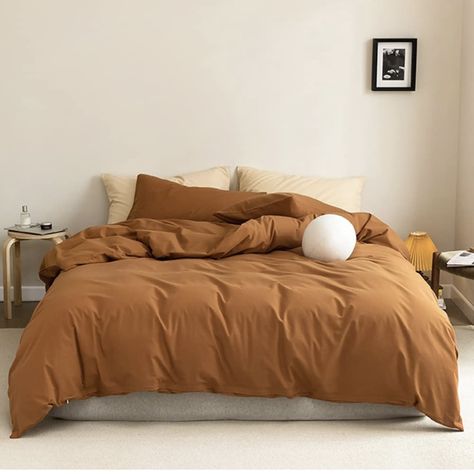 Brown Bedding, 1920s Interior, Orange Comforter, Bedding Comforter Sets, Textured Duvet Cover, Textured Duvet, Twin Xl Duvet Covers, Orange Bedding, 100 Cotton Duvet Covers