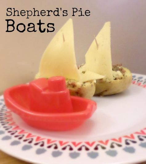 Shepherd's Pie Boats. Cooking with kids, transport themed food. Transportation Cooking Preschool, Kids Cooking Activities, Themed Food, Transportation Theme, Shepherd's Pie, Shepherds Pie, Camp Ideas, Cooking With Kids, Food Themes