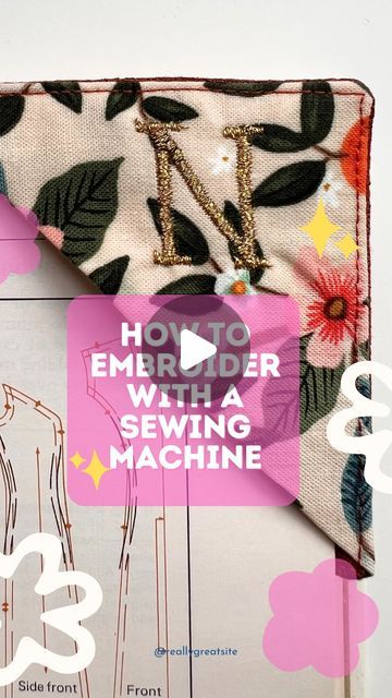 How to Embroider with a regular Sewing Machine! My recent bookmark reel went viral and I had a lot of questions asking how to do the embr... | Instagram Embroider With Sewing Machine, Embroidery With A Sewing Machine, Embroidery On Sewing Machine, How To Machine Embroidery, How To Embroider With Sewing Machine, How To Do Embroidery, Embroidery With Sewing Machine, Beginning Embroidery, Machine Embroidery Tutorials