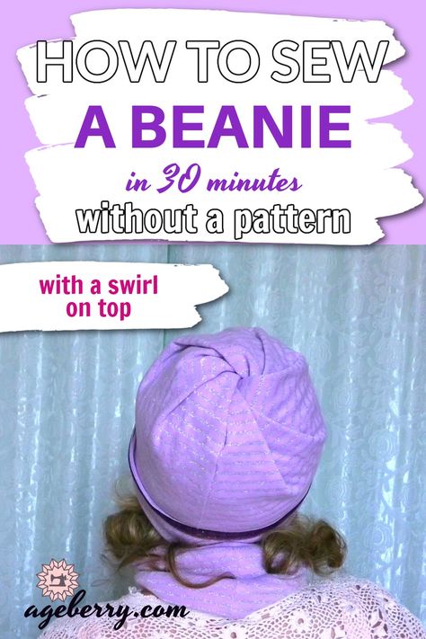 Sewing tips on making DIY beanie hat easily without a pattern Diy Beanie Hat, Sew A Beanie, Diy Beanie, Dress Patterns Sewing, How To Sew Clothes, Fashion Sewing Projects, Sewing Tutorials Bags, Beanie Pattern Free, Cozy Beanie