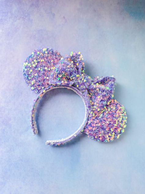 Mouse Ears Headband Purple Lavender Iridescent Sparkly Disney Mickey Minnie Cute Velvet Sequin Bow Adults Girls Hair Accessory #MouseEars #MickeyHeadband #CuteDisneyHeadband #IridescentEars #MouseEarsHeadband #DisneyHeadband #AdultsEarsHeadband #MinnieHeadband #SparklyHeadband #VelvetHeadband Disney Minnie Mouse Ears, Disney Headbands, Minnie Ears Headband, Blue Velvet Fabric, Disney Etsy, Mouse Ears Headband, Mickey Mouse Ears, Ears Headband, Sequin Bow